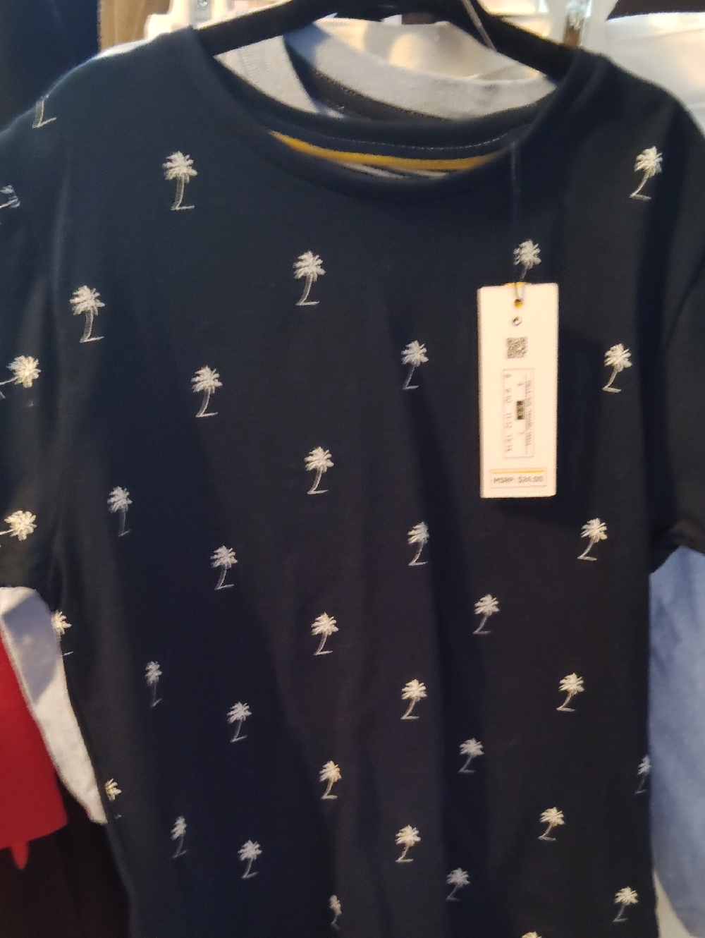 Navy Palm Tree Print Tee 5/6 NWT